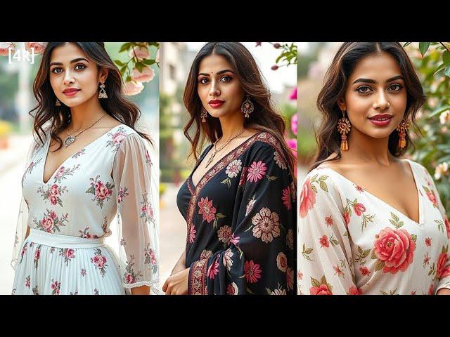 [4k] Real Indian girl Lookbook - Ai Beauty - saree fashion - floral elegance meets urban landscapes