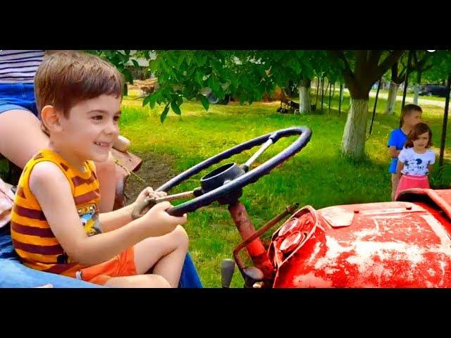 Ride on Giant Tractor Funny Video For Kids Alex TubeFun