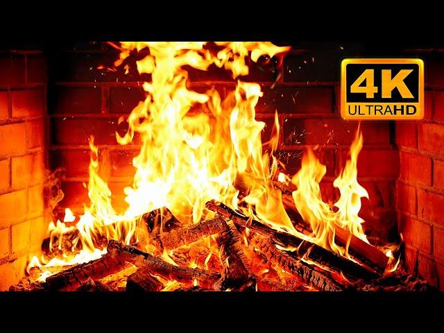  Cozy Fireplace 4K (12 HOURS). Fireplace with Crackling Fire Sounds. Fireplace Ambience