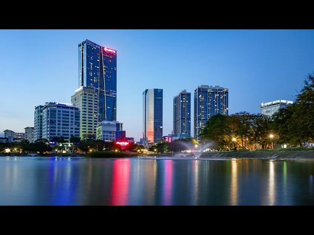 [TimeLapse] Lotte lên đèn soi bóng lung linh mặt Hồ Ngọc Khánh (8K ULTRA HD)