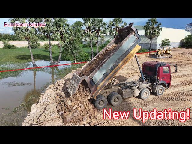 Part 04| New Updating! Filling Up The Land huge, DOZER KOMATSU D58P Working, TRAGO Dump truck 25Ton