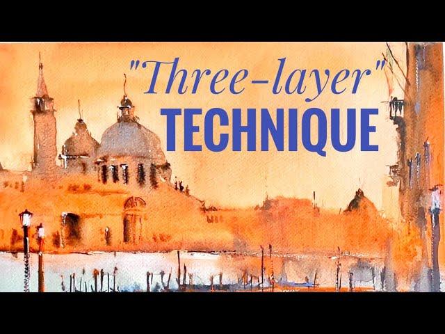 Watercolor painting technique study (2) / Draw lines with“soft pen”- brush / Watercolor