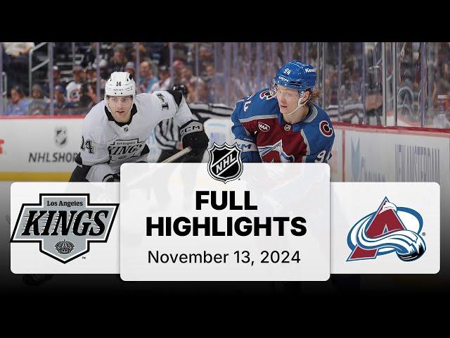 NHL Highlights | Kings vs. Avalanche | November 13, 2024