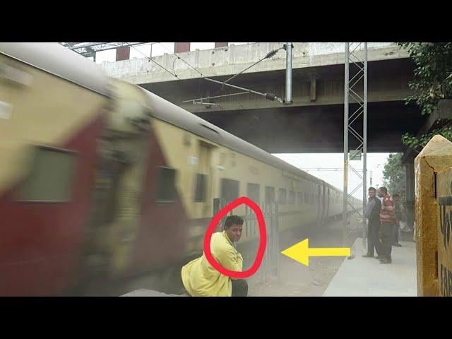 Man Enjoys Windy Dust Attack By High Speed Garib Rath Express !!!