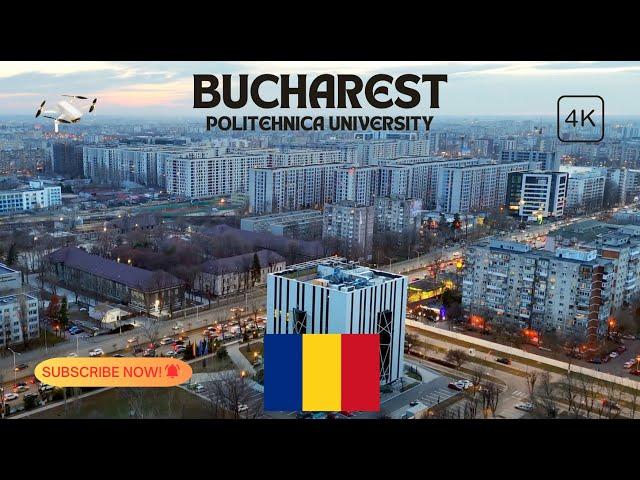 4K Bucharest Romania |  University Politehnica of Bucharest | Sun Setting time | dji Drones