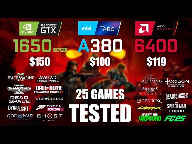 GTX 1650S 4GB vs ARC A380 6GB vs RX 6400 4GB | i5-13600K | 1080p - 25 Games Tested