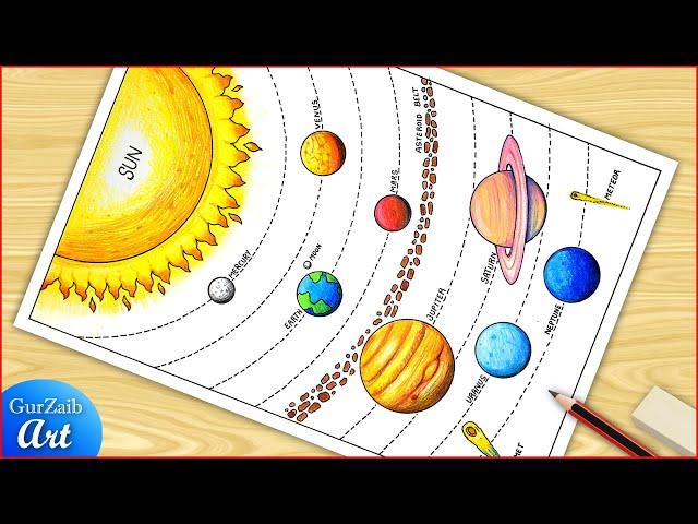 Solar System Drawing / How to Draw Solar System Easy / Solar System Planets Drawing