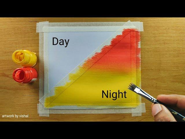 Beautiful Poster Colour / day and night painting / easy watercolor painting ideas