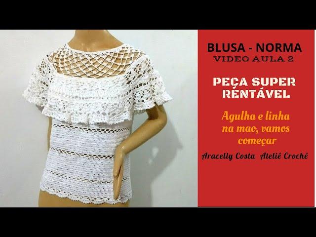 BLUSA DE CROCHE COM BABADO  VIDEO 2#ARACELLYCOSTAATELIECROCHE #BLUSADECROCHE #BLUSACOMBABADO