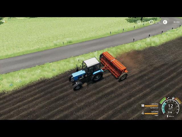 Беларус  МТЗ 82.1 + Сеялка Красная звезда. Посев овеса | Farming Simulator 2019