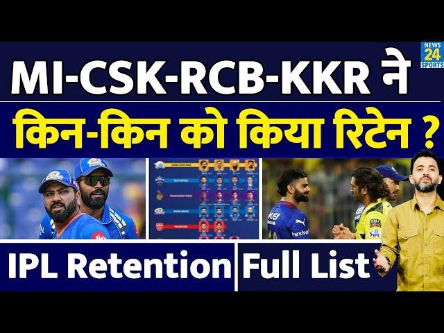 IPL 2025 : MI - CSK - RCB - KKR की Full Retention List आई | Dhoni | Rohit | Virat | Hardik |