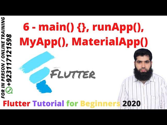 Flutter Tutorial for Beginners 2020 | 6 - main {}, runApp, MyApp, MaterialApp