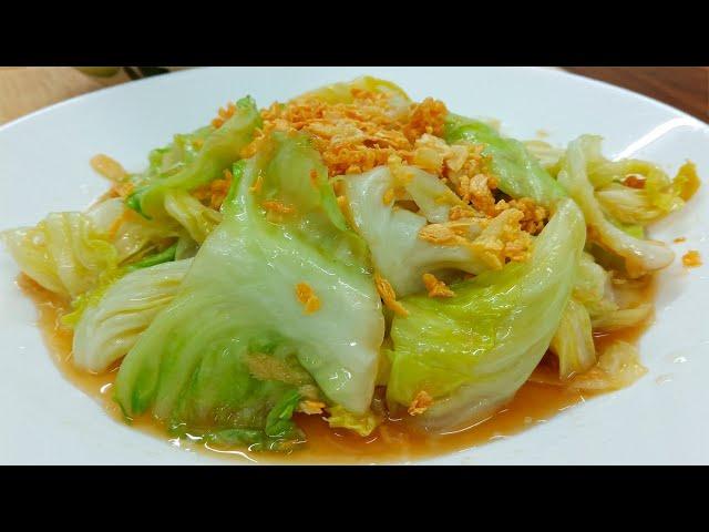 กะหล่ำปลีผัดน้ำปลา เมนูง่ายๆโดนใจหลายๆคน  Stir Fried Cabbage with Fish Sauce