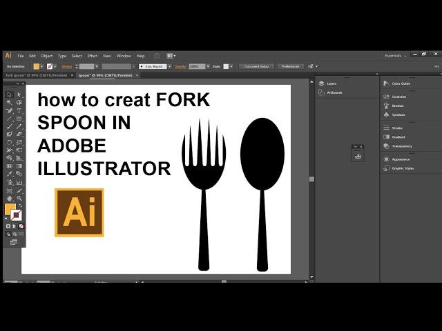 fork spoon - illustrator tutorial for beginners