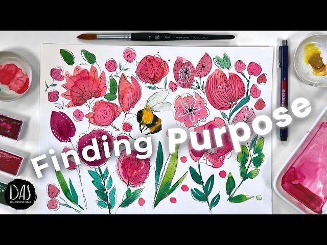 Watercolor Doodle Spring Flowers Easy for You to Paint— Finding Purpose in Life while Growing Older