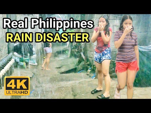 EXTREME HEAVY RAIN DISASTER | Walking Super Wet Heavy Rain in Payatas Philippines [4K] 