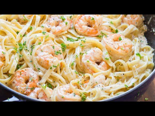 Easy Shrimp Alfredo Pasta #shorts