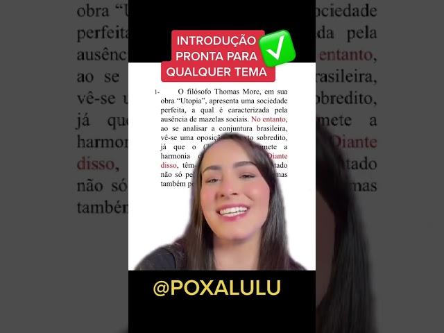 Introdução pronta para qualquer tema de redação Enem #shorts