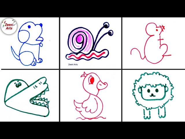 easy numbers and letters Drawing compilation #draw #art #simpledrawing #us #simplestrokes # #easy