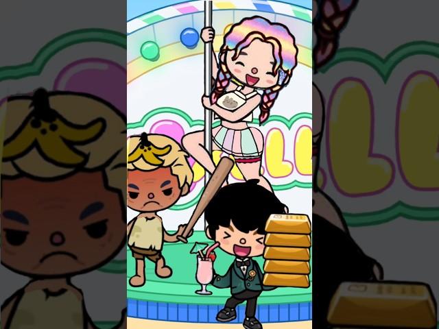 Girl rainbow hair and boyfriend Rich x poor 02  #shorts #tocaboca #tocaworld #tocalifeworld