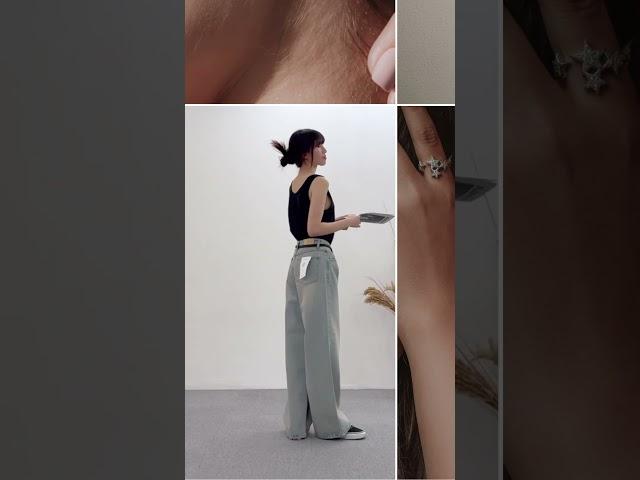 완벽한 핏! 트렌디한 트렌디한 데님 팬츠 스타일링  #데일리룩 #와이드데님 #로우라이즈팬츠