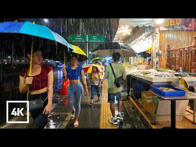 4K THAILAND  Heavy Rain Walk in Nana, Bangkok