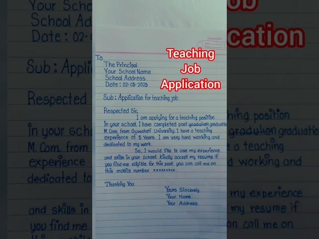 How To Write Teaching Job Application