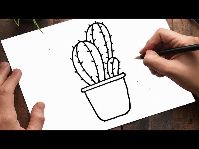 How To Draw Cactus | Cactus Plant Drawing | Cactus Drawing Tutorial