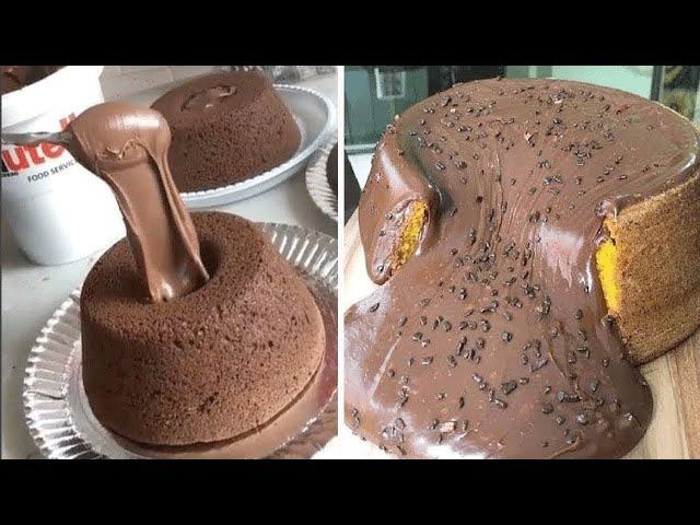 Most Satisfying Chocolate Cake With Milk Cream | So Yummy Cake Decorating Recipes | Tasty Cake