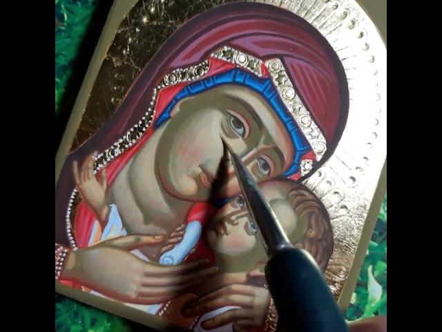 Написание лика. Плави - тончайшие слои краски.