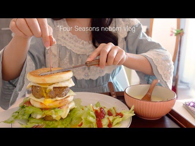 Vlog  Decorate, cook and eat your home. Korean Life 3F Honey Hotteok Hamburger