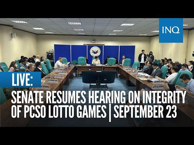 LIVE: Senate resumes hearing on integrity of PCSO lotto games | September 23