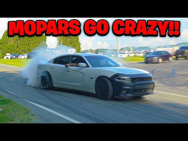 MOPARS GO INSANE LEAVING THE BIGGEST LEGAL PIT CAR SHOW IN NC!!  (Burnouts, Drifts, Flybys etc)