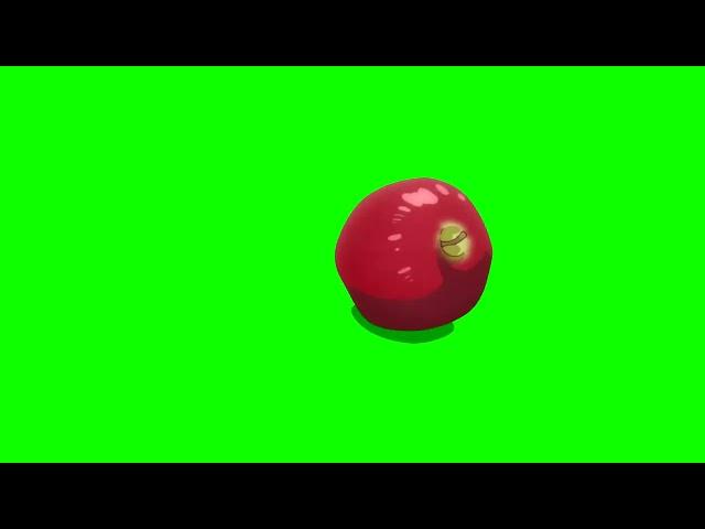 МУЛЬТЯШНОЕ КРАСНОЕ ЯБЛОКО на ЗЕЛЕНОМ ФОНЕ / CARTOON RED APPLE on GREEN SCREEN