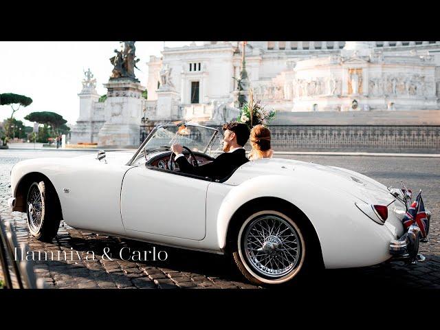 Elopement wedding in Italy | Wedding video shooting in Rome | Retro car