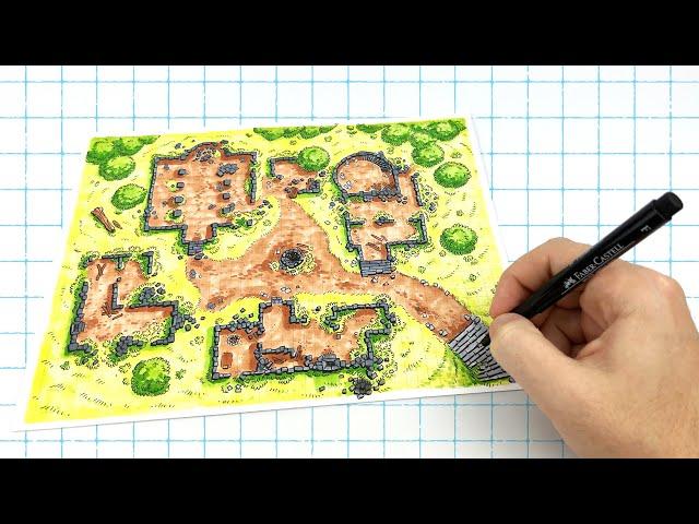 How To Draw A Ruined Town Map!