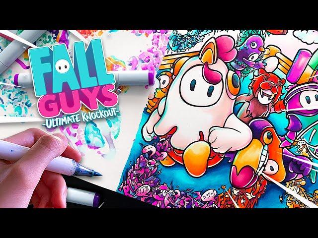 EPIC FALL GUYS DOODLE !! Copic Marker Doodle Illustration