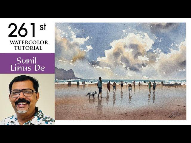 How to draw a simple seascape watercolor painting | By Sunil LInus De