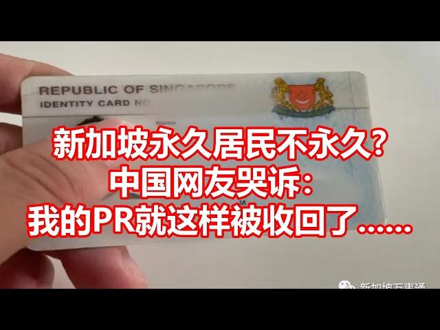 新加坡永久居民不永久 中国网友哭诉： 我的PR就这样被收回了