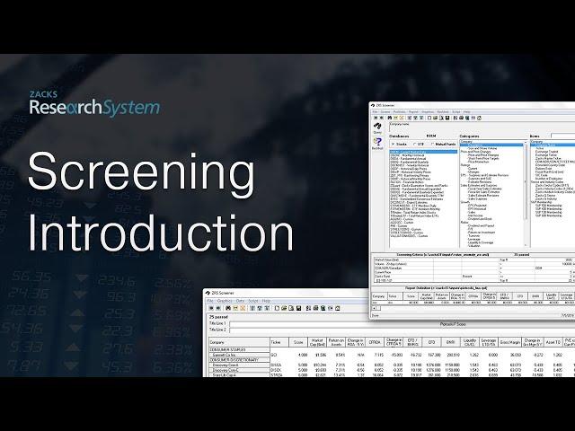 Basic and Advanced Screening in Zacks Research System