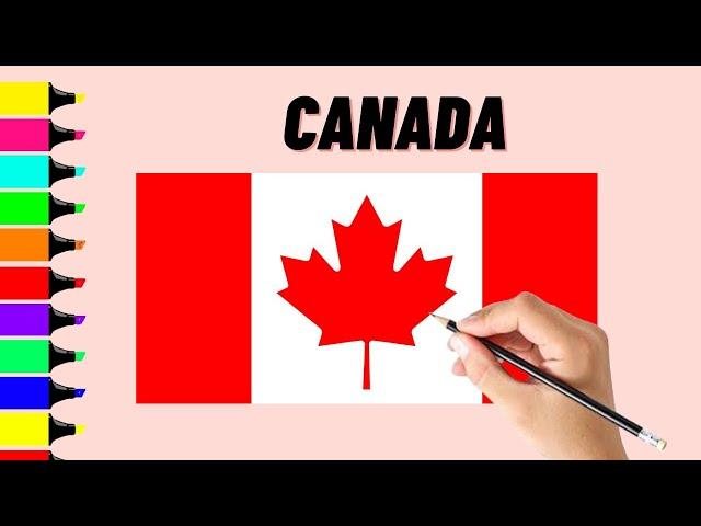 How to draw Canada flag with simple steps | Drawing Canada Flag