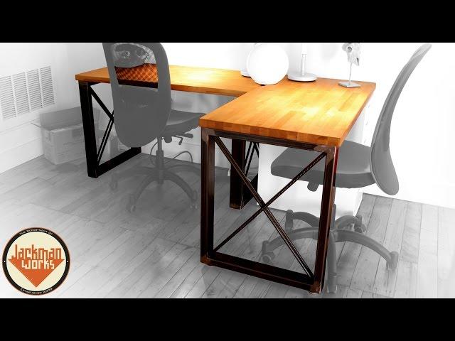 Industrial Steel Frame & Butcherblock Wood Desk