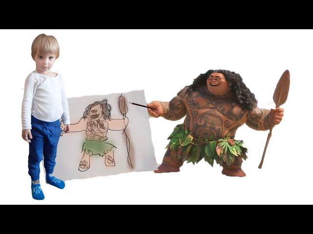 3 years old kid drawing Maui