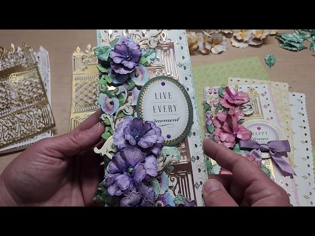 Heartfelt Creations sweet pea flowers and Anna Griffin cardcentric compendium dies