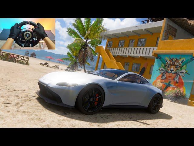 Aston Martin Vantage | Realistic Driving | Forza Horizon 5 | Steering Wheel Gameplay