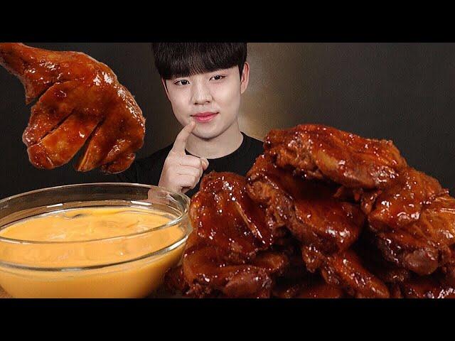 두툼한 자메이카통다리 치킨 먹방 (Feat. 체다치즈소스) BBQ KOREAN GRILLED CHICKEN ASMR MUKBANG チキン ไก่ทอด