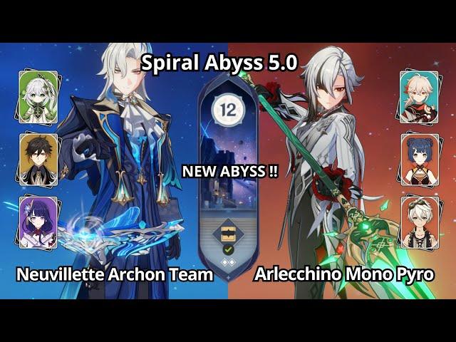 NEW ABYSS !! C0 Arlecchino & C0 Neuvillette Archon Team - Spiral Abyss 5.0 Floor 12 Genshin Impact