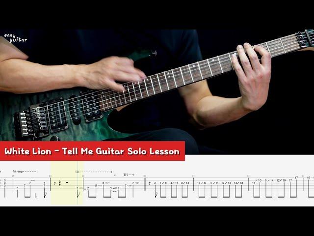 White Lion - Tell me Guitar Solo Lesson With Tab (Slow Tempo)