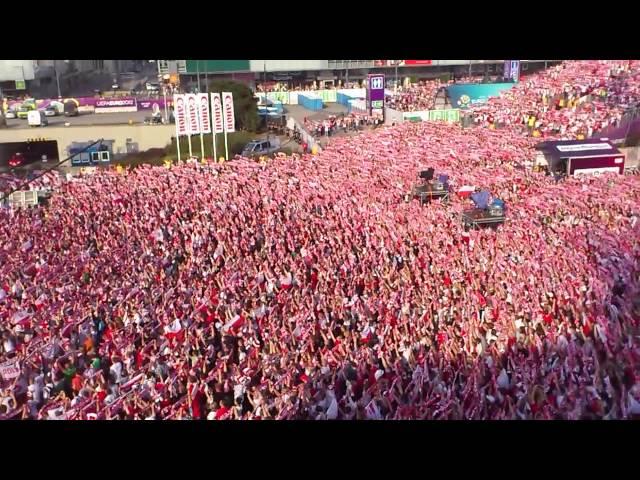 Polish national anthem. Warsaw fan zone. June 8th