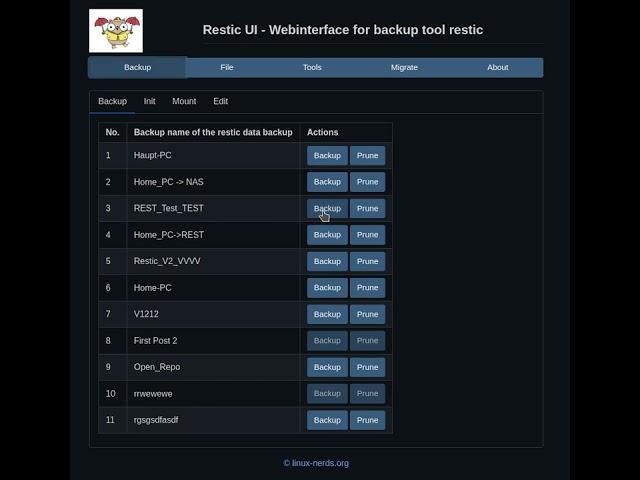 Restic UI - january 2023